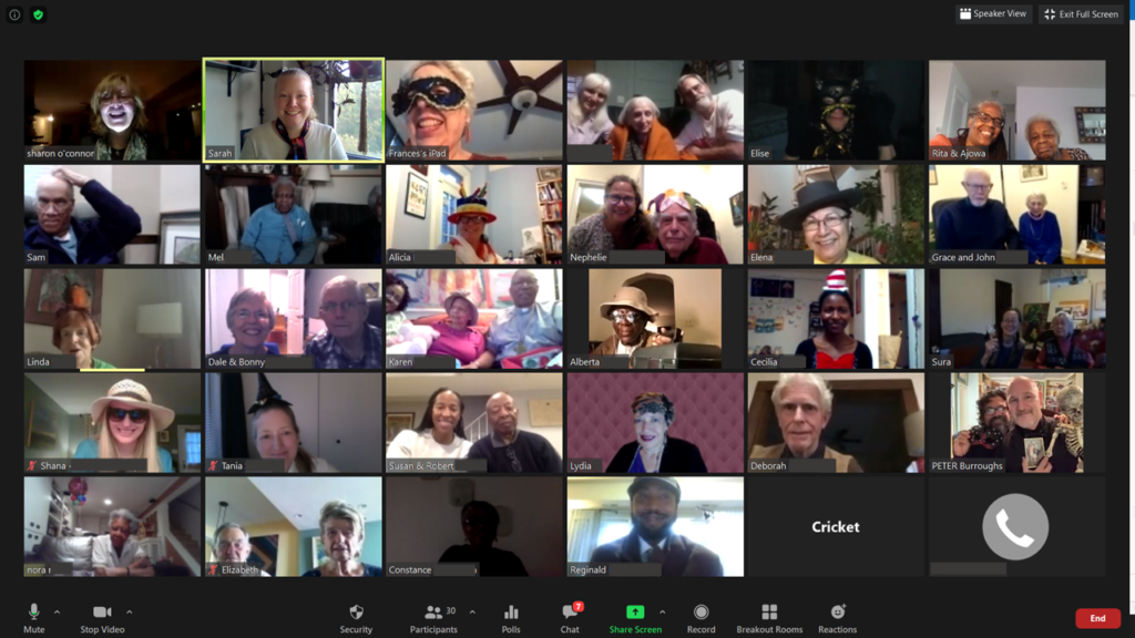 Screenshot of Halloween Memory Cafe participants
